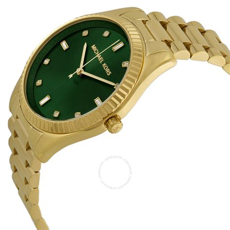 michael kors watch gold with green emerald in band|michael kors green.